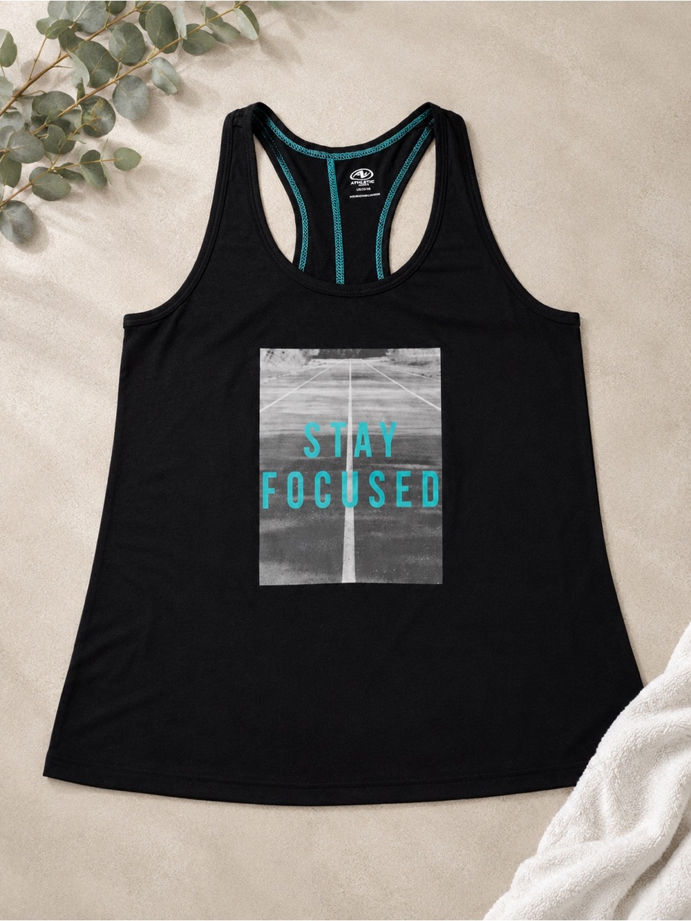 Stay Focused Black Racerback Tank Top - Athletic Women's Top Athletic Works